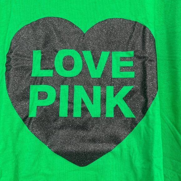Victoria's Secret PINK Womens Cotton Short Sleeve Campus T-Shirt Green Small NWT - Picture 5 of 7